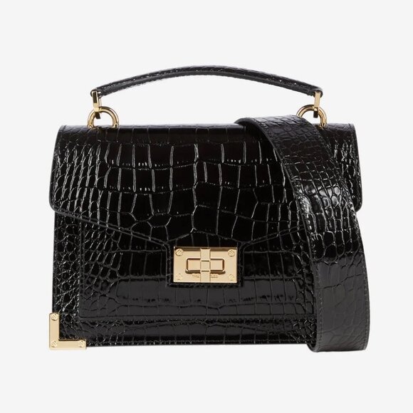 Emily" Bag by The Kooples – Black Croc-Effect Leather - Picture 1 of 5